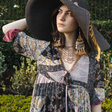 Ophelia Velvet Ruffle Maxi Dress in Hana Heather