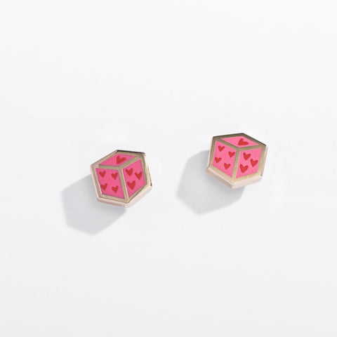 Heart Dice Stud Earrings