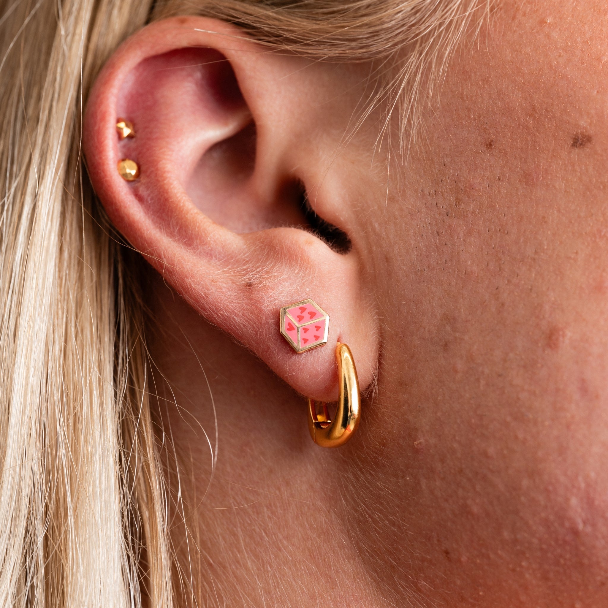 Heart Dice Stud Earrings