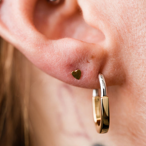 Tiny Heart Flat Back Stud Earrings