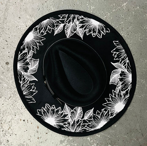 Vegan Felt Hat - XL Brim - Sunflowers