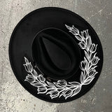 Vegan Felt Hat - XL Brim - Tulips