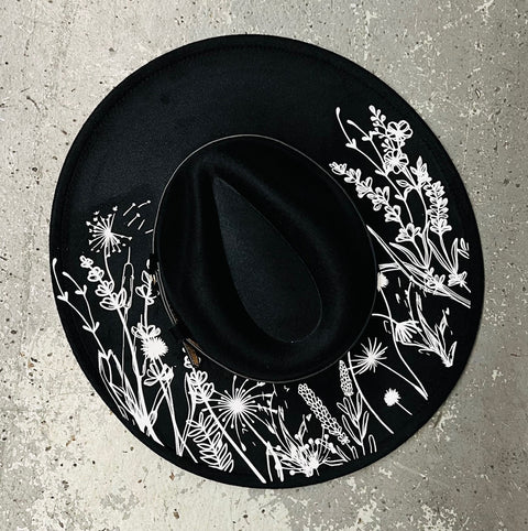 Vegan Felt Hat - XL Brim - Wildflowers