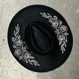 Vegan Felt Hat - XL Brim - Rose Crown