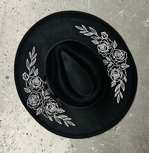 Vegan Felt Hat - XL Brim - Rose Crown