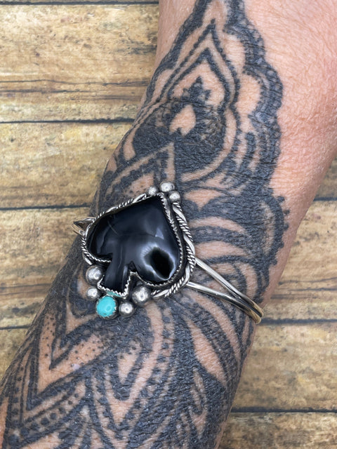 Lexi - Black Onyx and Turquoise Spade Cuff