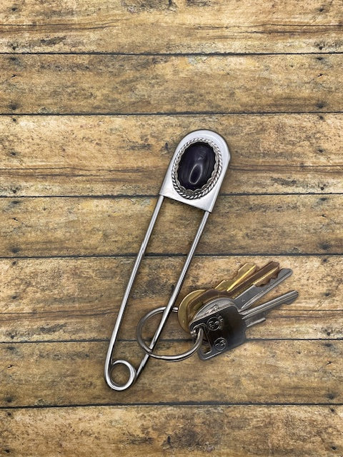 Kaylee - Jumbo Safety Pin Keychain with Amethyst