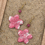 Summer Loving - Pink Hibiscus Flower Earrings: Handmade, Hand-Painted Polymer Clay