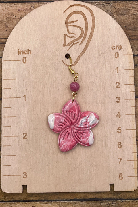 Summer Loving - Pink Hibiscus Flower Earrings: Handmade, Hand-Painted Polymer Clay