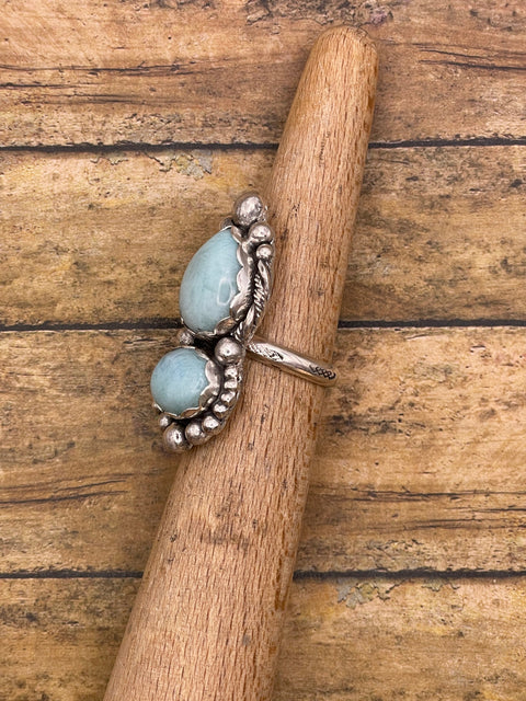Jaclyn - Larimar Double Stone Ring