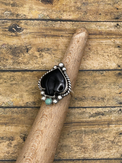 Lucia - Black Onyx and Turquoise Spade Ring
