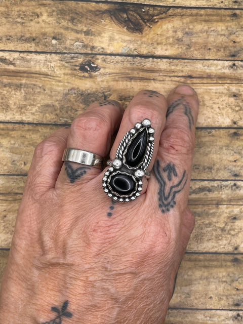 Denise - Black Double Onyx Gemstone Ring