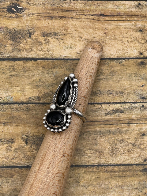 Denise - Black Double Onyx Gemstone Ring