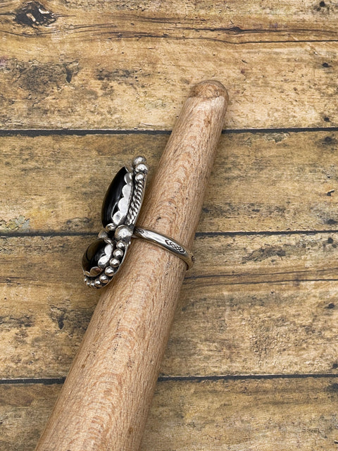 Denise - Black Double Onyx Gemstone Ring