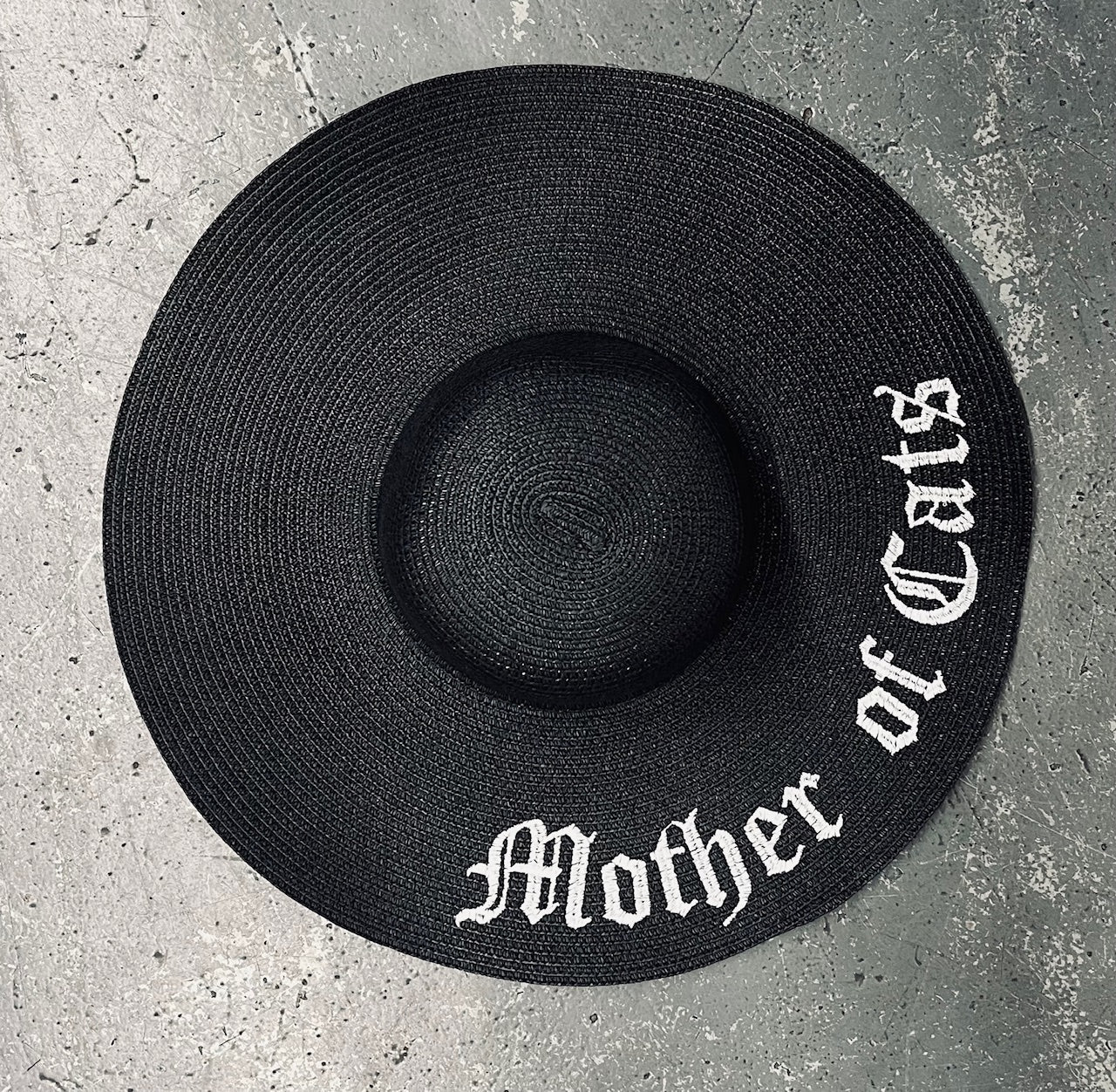 Embroidered Floppy Sun Hat - XL Brim - Mother of Cats