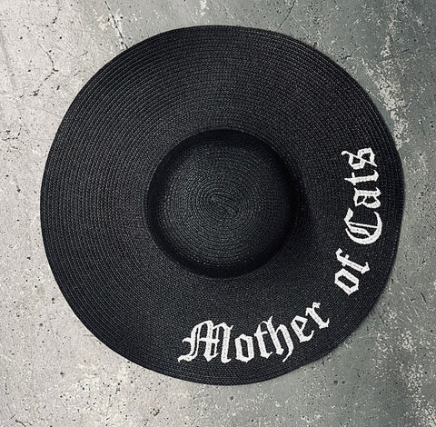 Embroidered Floppy Sun Hat - XL Brim - Mother of Cats