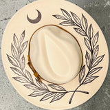 Vegan Felt Hat - XL Brim - Large Fern & Moon Crown