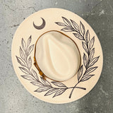 Vegan Felt Hat - XL Brim - Large Fern & Moon Crown
