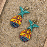 Summer Loving - Mermaid Tail Sunset Earrings: Handmade, Hand-Painted Polymer Clay