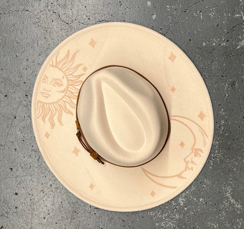Vegan Felt Wide Brim Hat - XL Brim - Cream - Sun & Moon