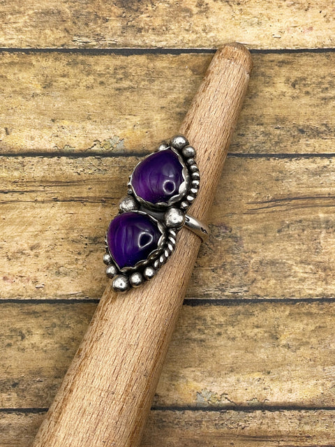 Kathleen - Purple Amethyst Double Gemstone Statement Ring