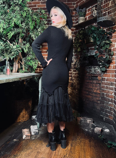 Beatrix - Curve Hugging Sweater Dress with Dreary Flared Hem