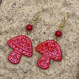 Folklore - Sparkle Mushroom Earrings: Handmade, Hand-Painted Polymer Clay