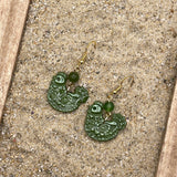 Folklore - Sparkle Chicken Earrings: Handmade, Hand-Painted Polymer Clay