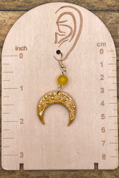 Folklore - Sparkle Moon Earrings: Handmade, Hand-Painted Polymer Clay