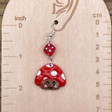 Magical Forest - Red Smiley Mushroom Earrings: Handmade, Hand-Painted Polymer Clay