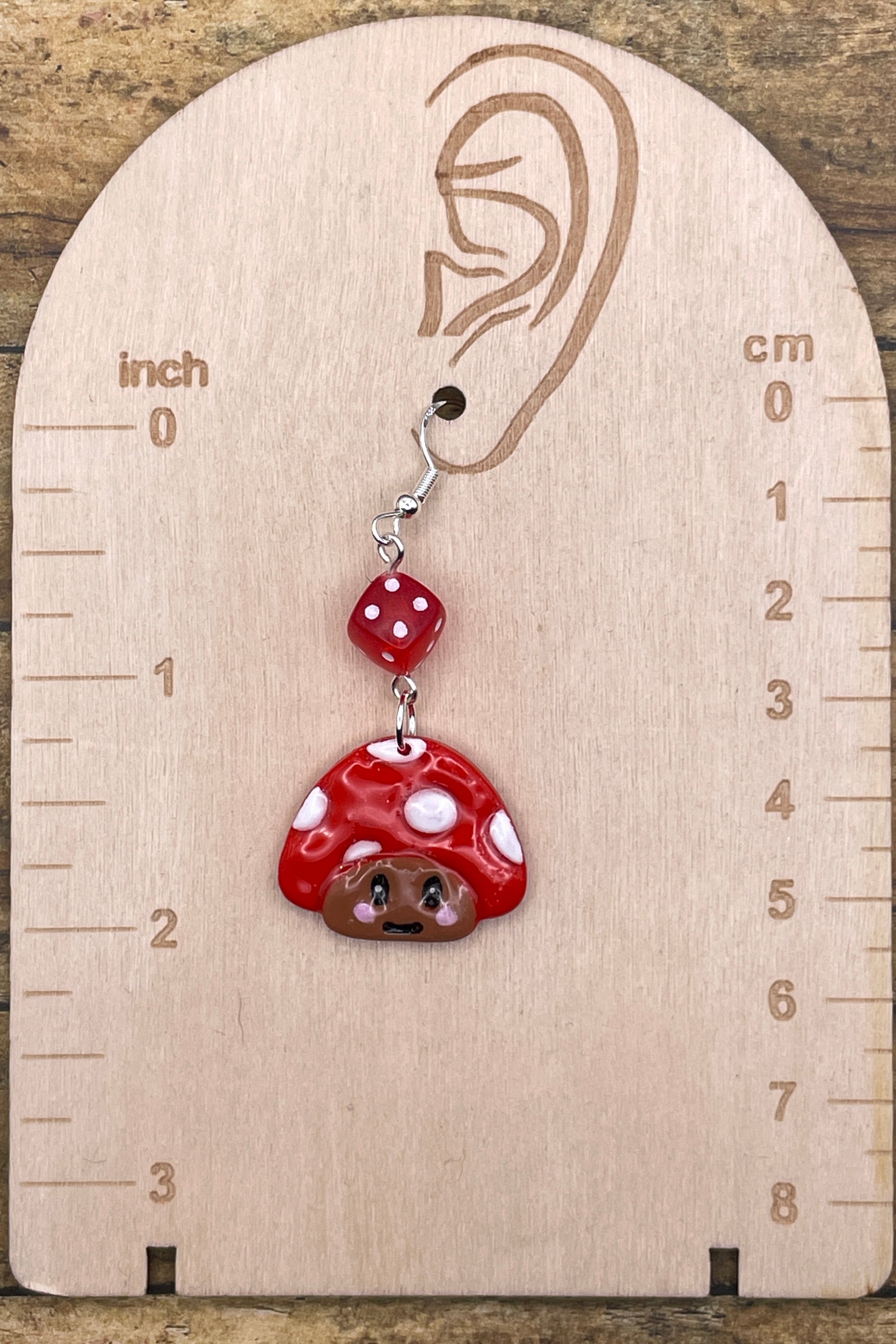 Magical Forest - Red Smiley Mushroom Earrings: Handmade, Hand-Painted Polymer Clay