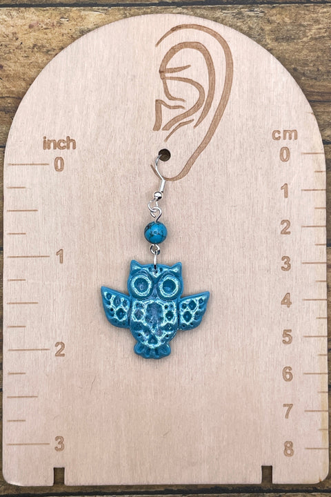Folklore - Sparkle Owl Earrings: Handmade, Hand-Painted Polymer Clay