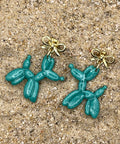 Teal balloon animal earrings