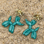 Teal balloon animal earrings