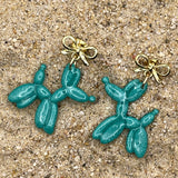 Teal balloon animal earrings