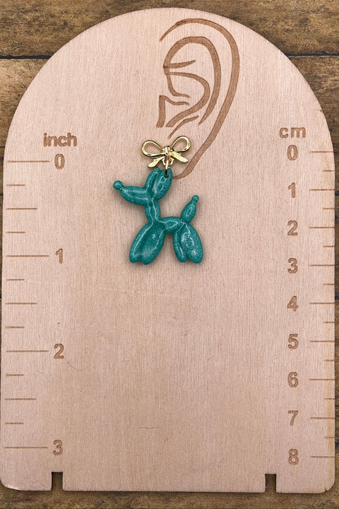 Fun - Balloon Dog Dangle Earrings: Handmade, Hand-Painted Polymer Clay