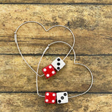 Zoe - Red & White Dice Heart Hoop Earrings