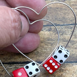 Zoe - Red & White Dice Heart Hoop Earrings