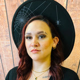 Vegan Felt Hat - XL Brim - Hanging Spider Web
