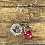 Zusie - Red Dice Faux Lock and Las Vegas Charm Pendant