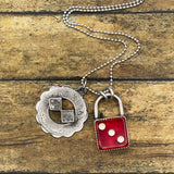 Zusie - Red Dice Faux Lock and Las Vegas Charm Pendant