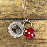 Zusie - Red Dice Faux Lock and Las Vegas Charm Pendant