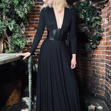 Blair - Jersey Maxi Dress with Vegan Leather Corset Waist
