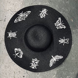 Embroidered Floppy Sun Hat - XL Brim - Insects