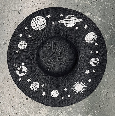 Embroidered  Floppy Sun Hat - XL Brim - Planets