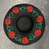 Embroidered Floppy Sun Hat - XL Brim - Rose Crown