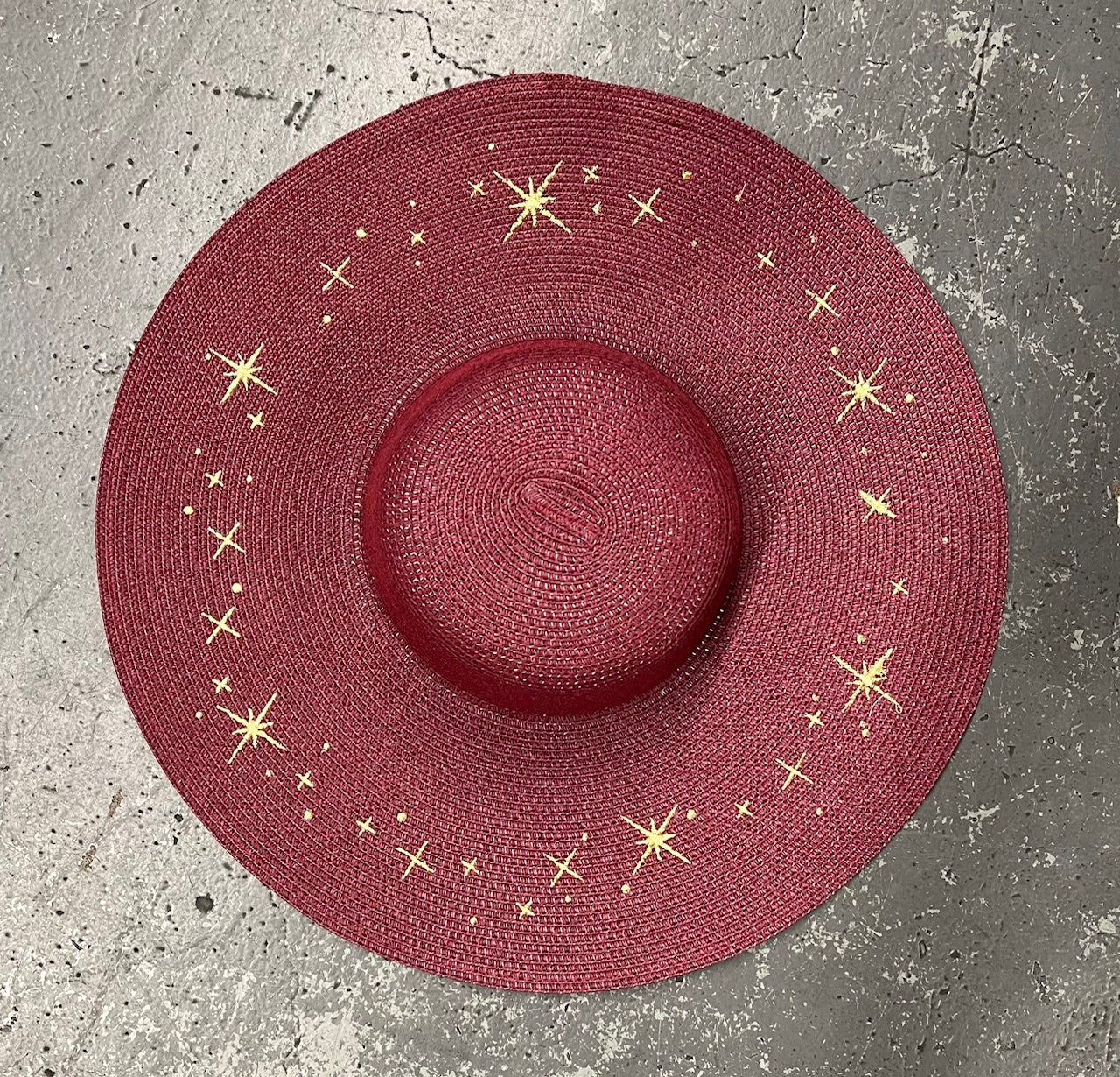 Embroidered Floppy Sun Hat - XL Brim - Starry Night