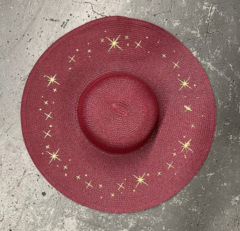 Embroidered Floppy Sun Hat - XL Brim - Starry Night