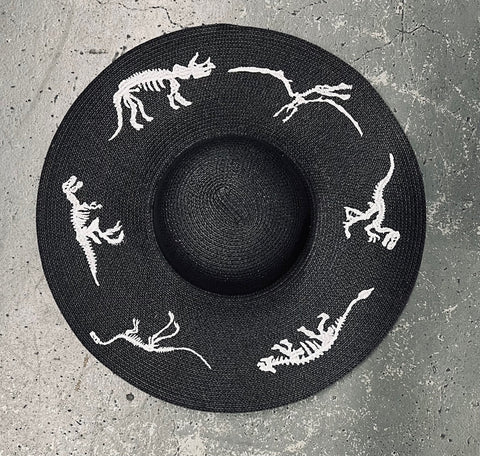 Embroidered Floppy Sun Hat - XL Brim - Dinos