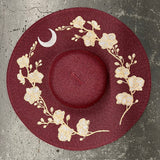 Embroidered Floppy Sun Hat - XL Brim - Orchids
